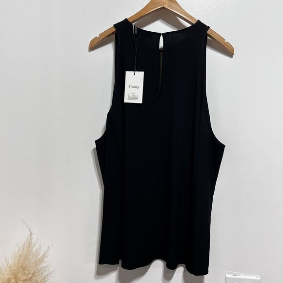 Theory Women’s Sarver Rosina Italian Crepe Cold-Shoulder Blouse Black Size M NWT - Picture 7 of 12